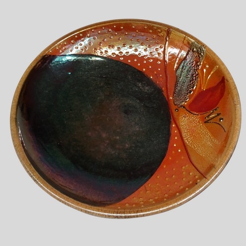 #221109 Raku Plater/Shallow Bowl $95 at Hunter Wolff Gallery